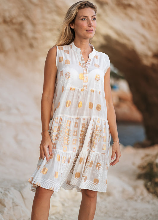 Isla Bonita, Short Dress White/Gold