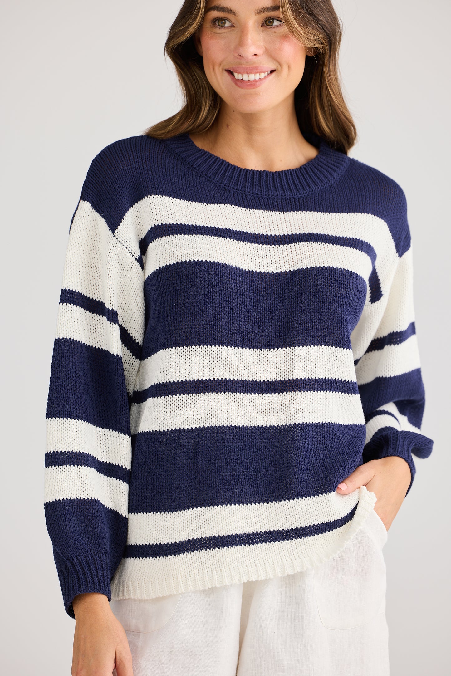 Holiday, Sandwood Knit Navy stripe