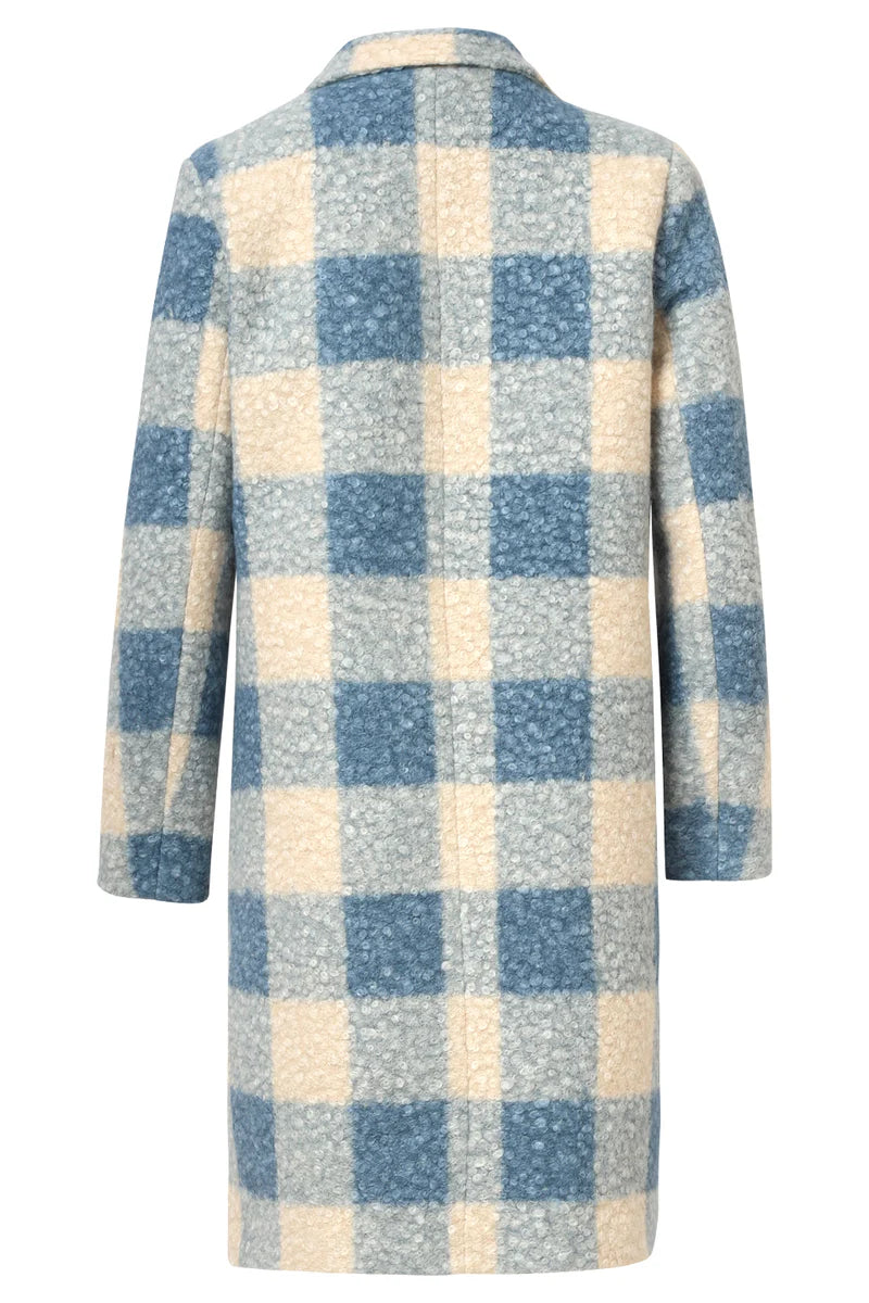 Smashed Lemon, BOUCLÉ CHECKED COAT | LIGHT BLUE - OFF WHITE 25546