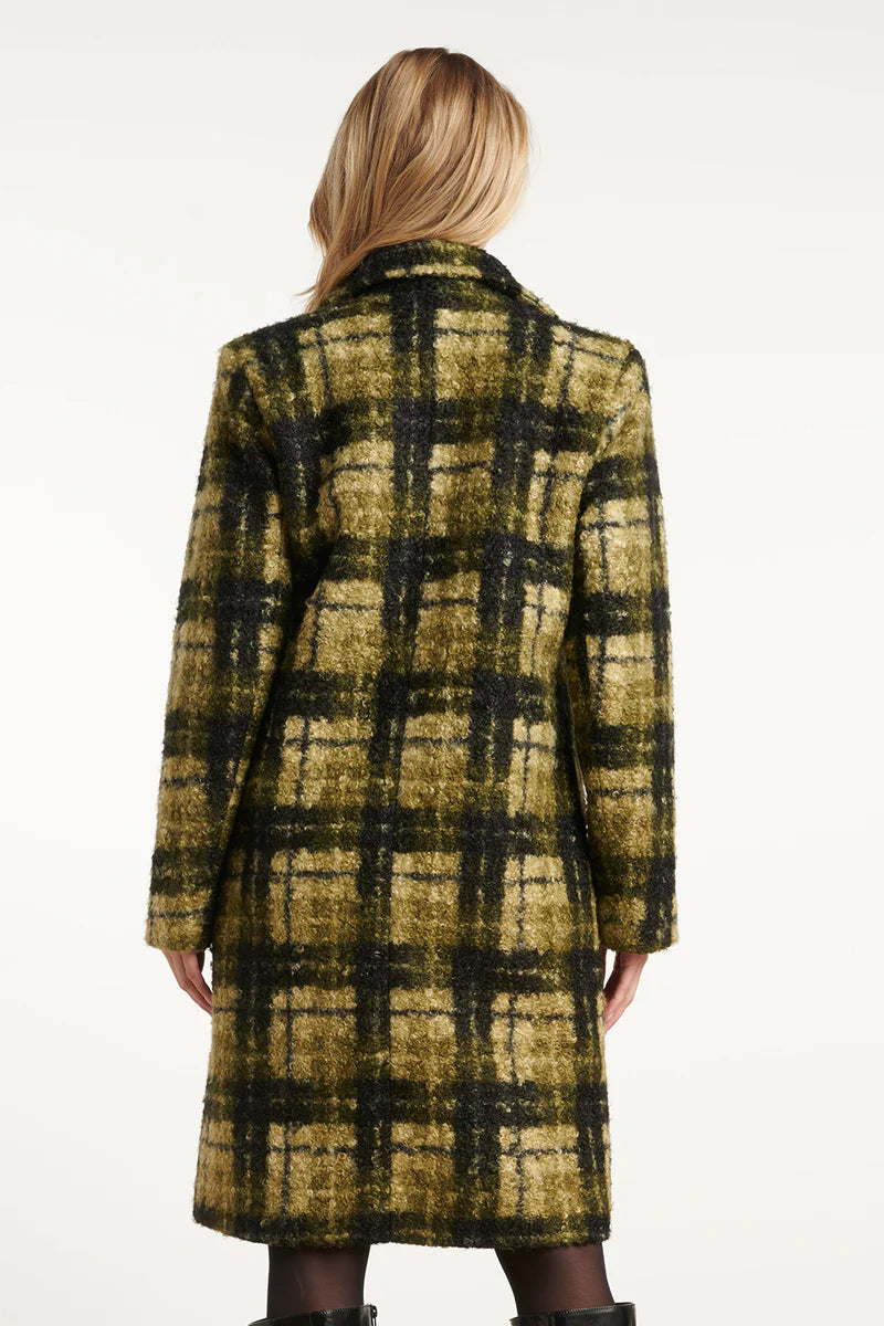 Smashed Lemon, BOUCLÉ CHECKED COAT | LIGHT GREEN - ARMY 25546