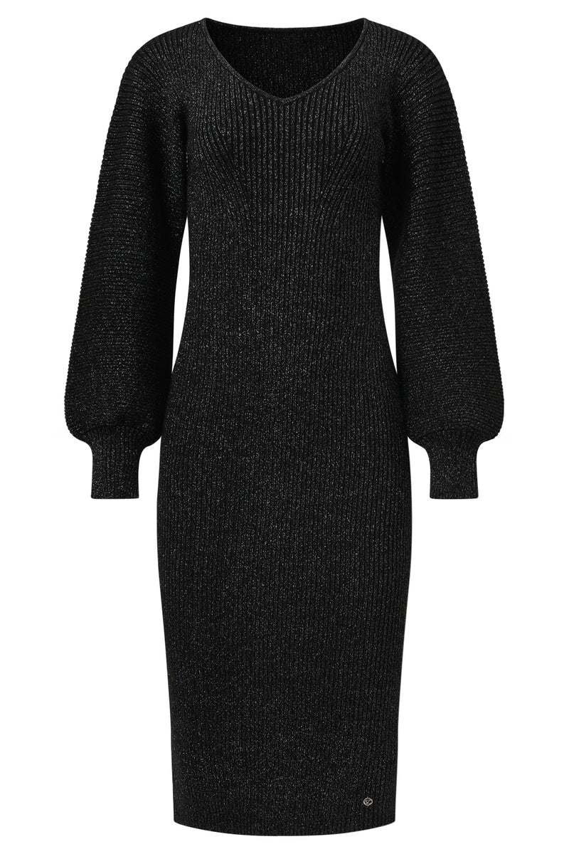Smashed Lemon,  LUREX KNITTED MIDI DRESS | BLACK 25520