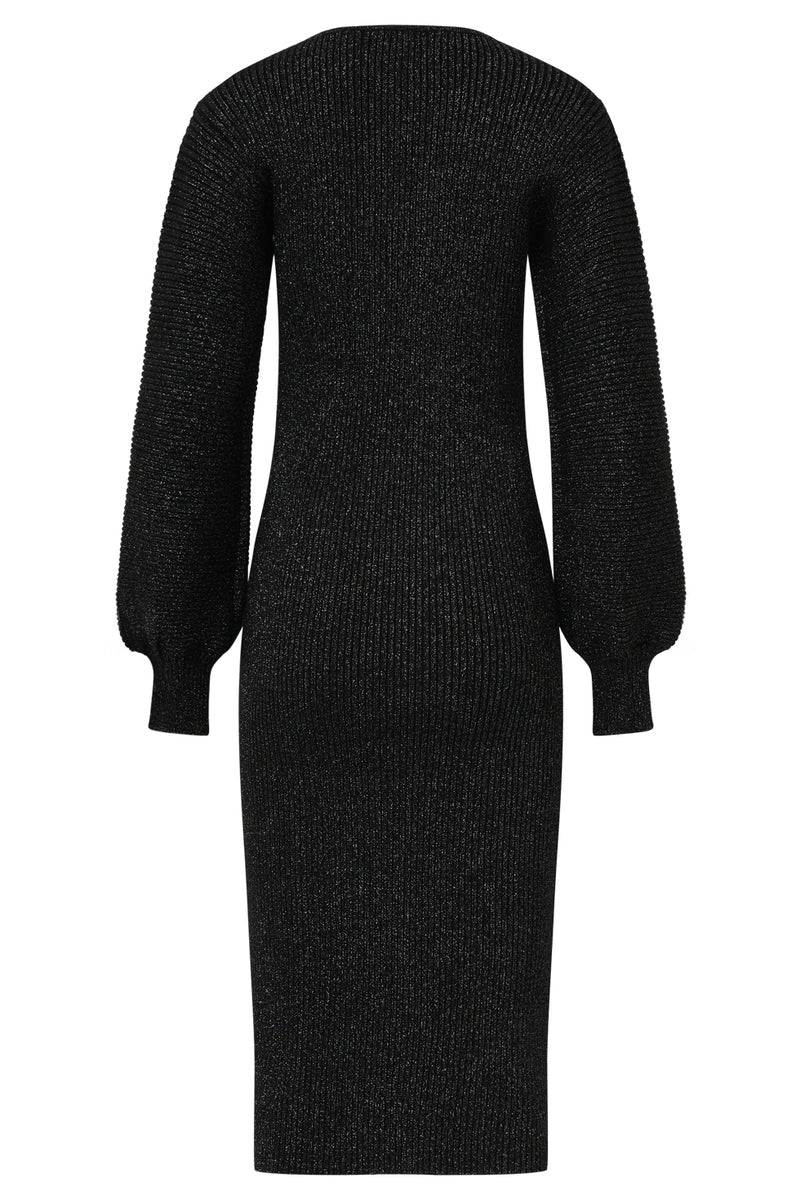Smashed Lemon,  LUREX KNITTED MIDI DRESS | BLACK 25520