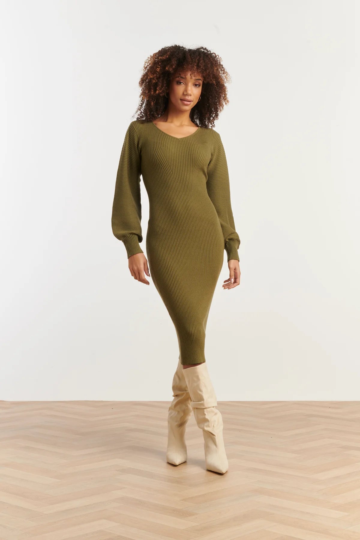 Smashed Lemon,  LUREX KNITTED MIDI DRESS | ARMY 25520
