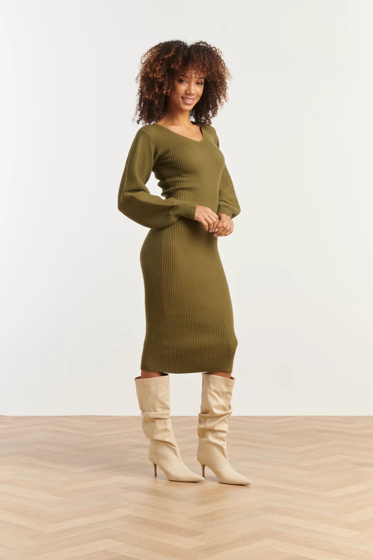 Smashed Lemon,  LUREX KNITTED MIDI DRESS | ARMY 25520