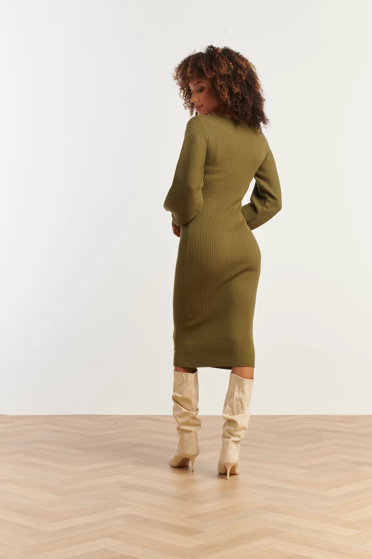 Smashed Lemon,  LUREX KNITTED MIDI DRESS | ARMY 25520