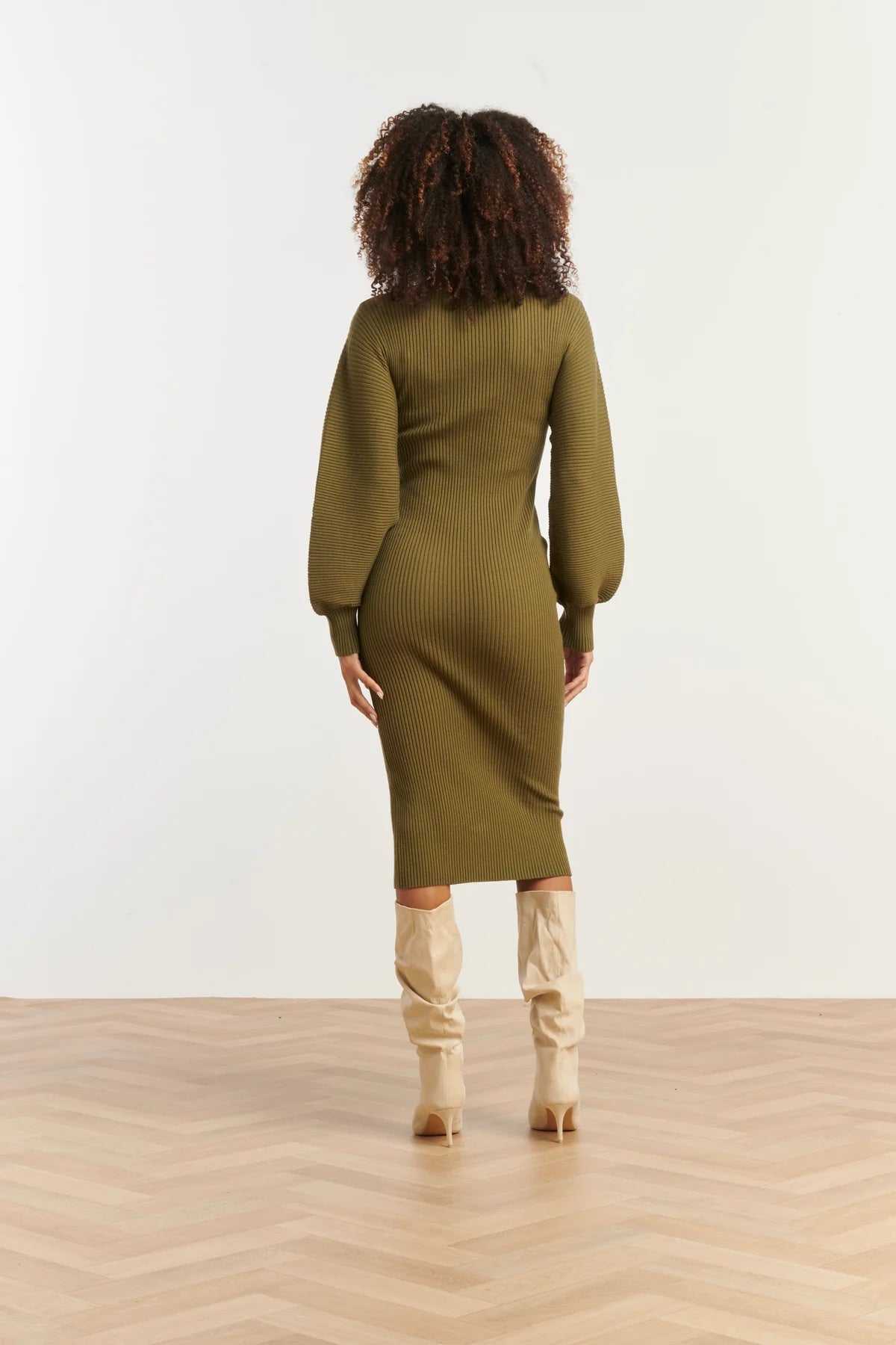 Smashed Lemon,  LUREX KNITTED MIDI DRESS | ARMY 25520