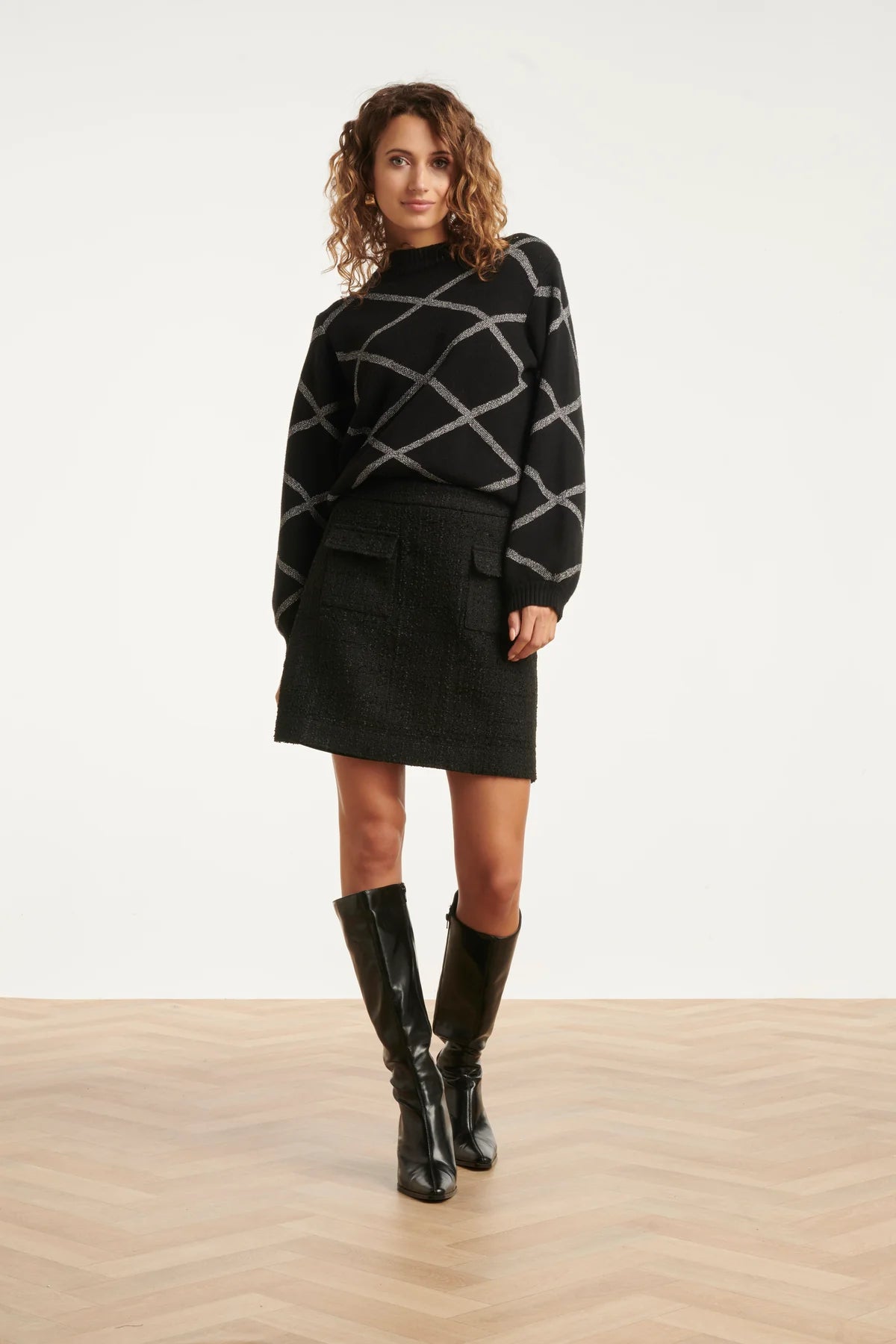 Smashed Lemon,  BLACK TWEED SKIRT | BLACK 25610