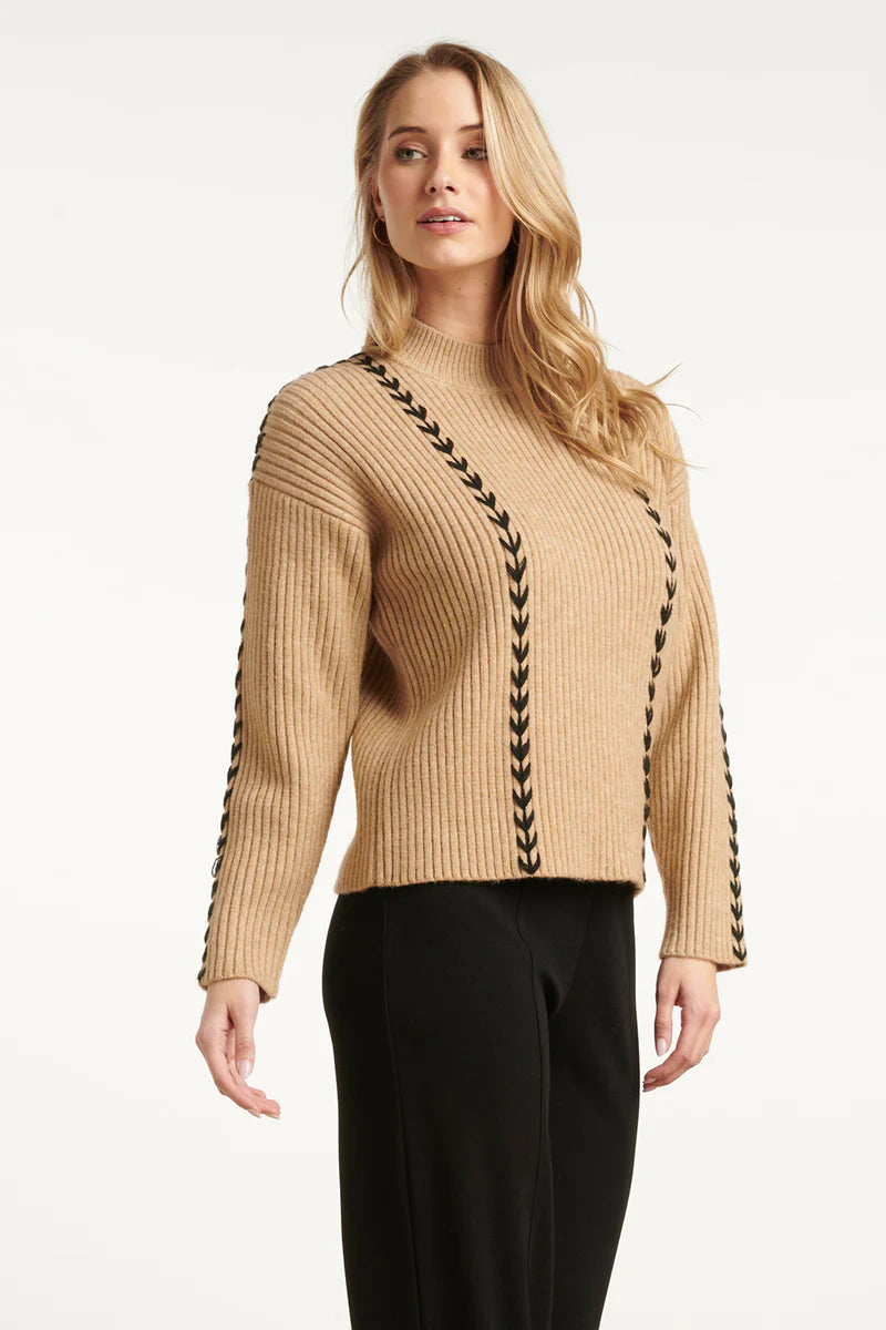 Smashed Lemon, KNIT TOP | CAMEL - BLACK 25518