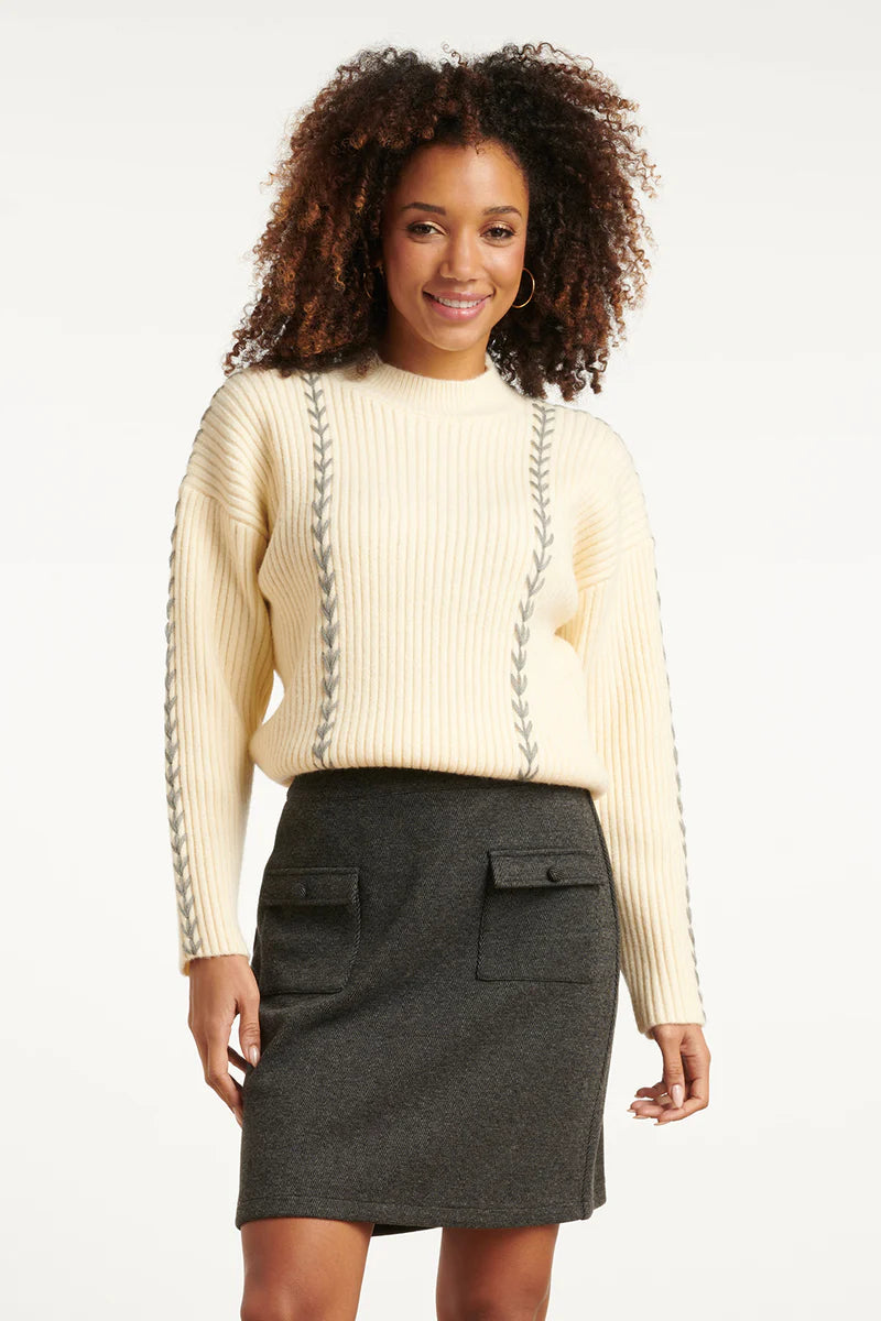 Smashed Lemon, KNIT TOP | OFF WHITE - GREY 25518
