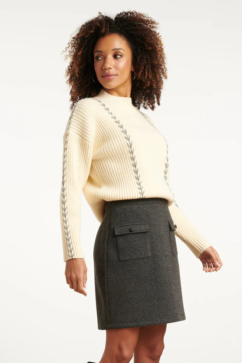 Smashed Lemon, KNIT TOP | OFF WHITE - GREY 25518