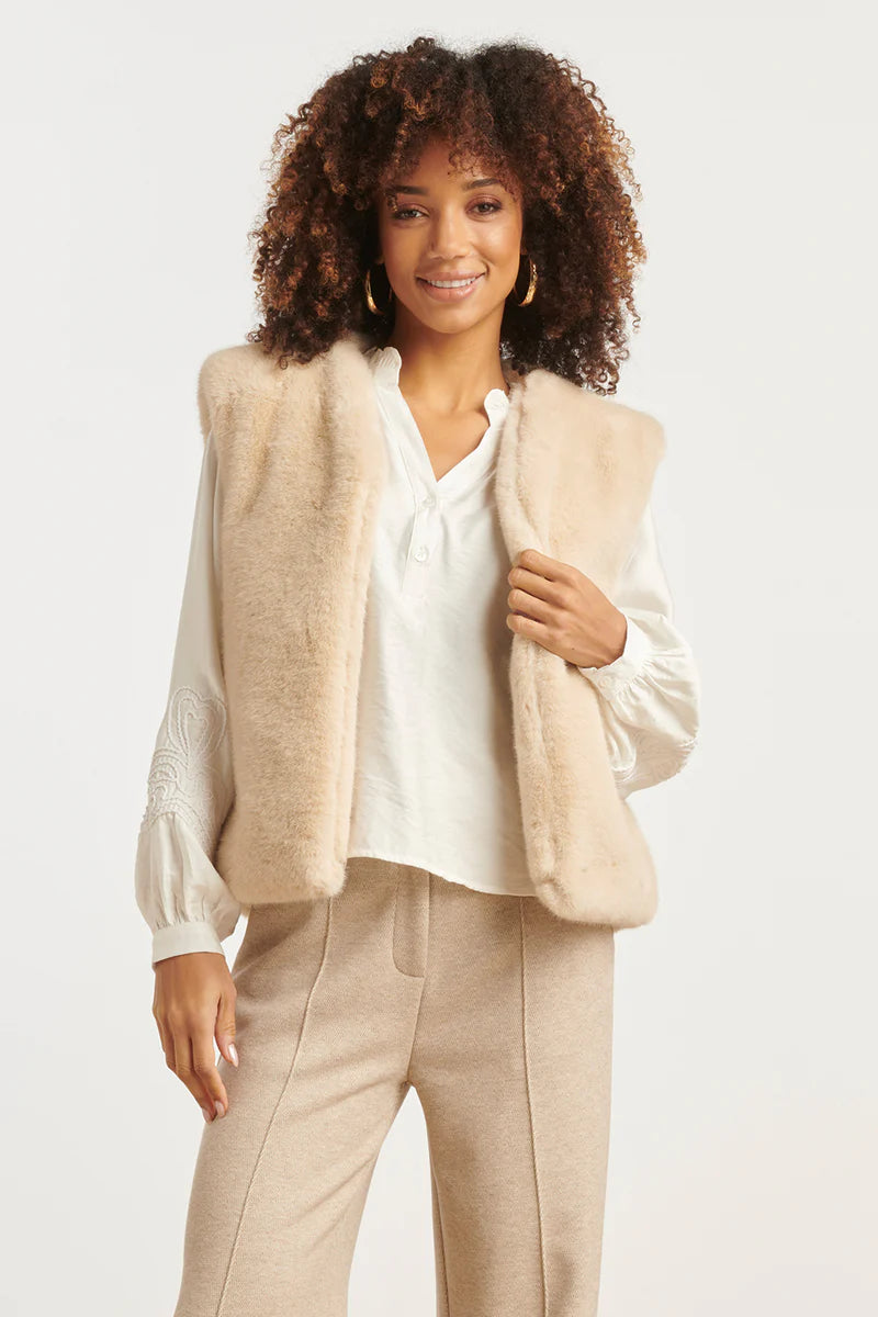 Smashed Lemon,  FAUX FUR GILET IN SAND | SAND 25556