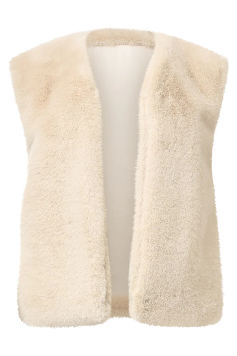 Smashed Lemon,  FAUX FUR GILET IN SAND | SAND 25556