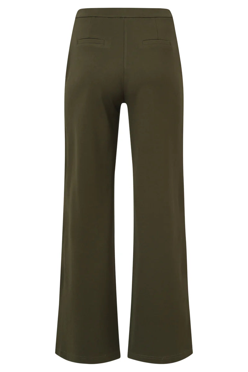 Smashed Lemon, STRETCH WIDE LEG PANTS | ARMY 25636