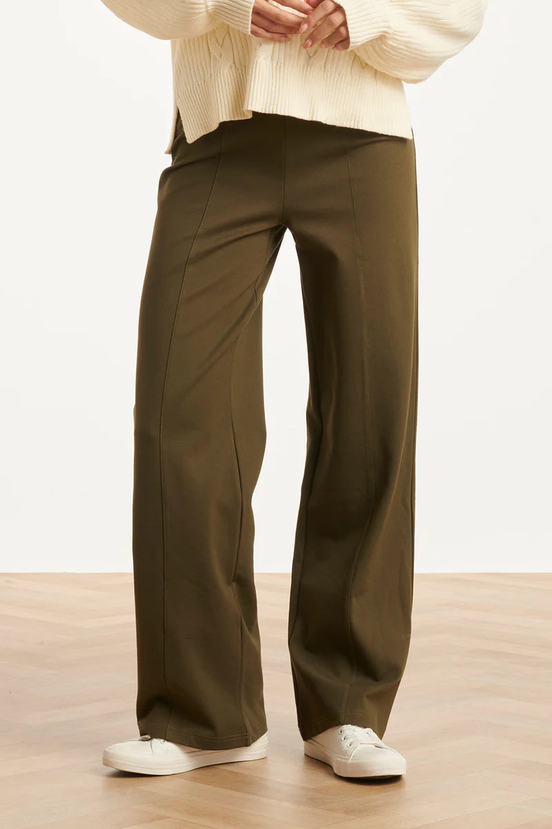 Smashed Lemon, STRETCH WIDE LEG PANTS | ARMY 25636