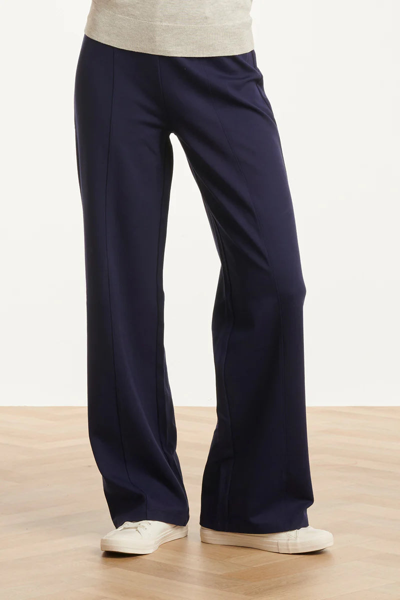 Smashed Lemon, STRETCH  WIDE LEG PANTS | NAVY 25635