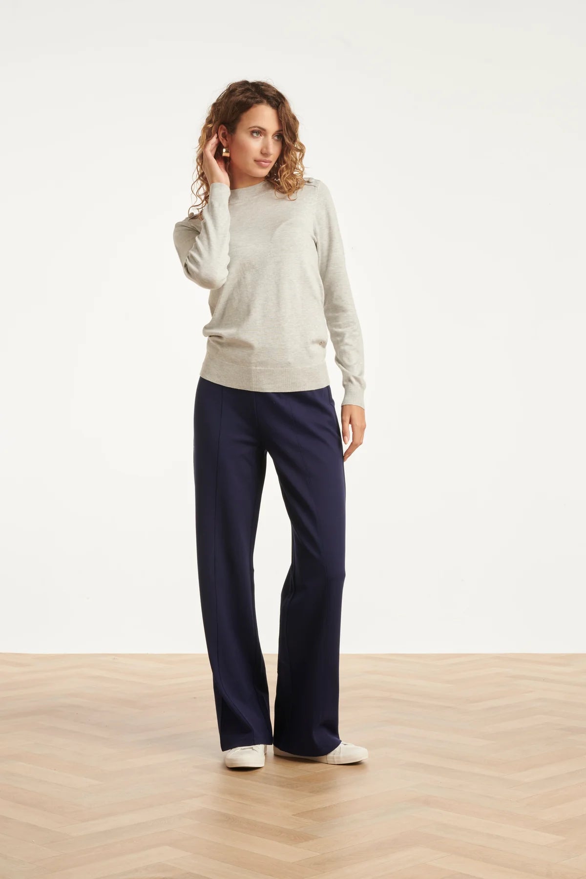 Smashed Lemon, STRETCH  WIDE LEG PANTS | NAVY 25635