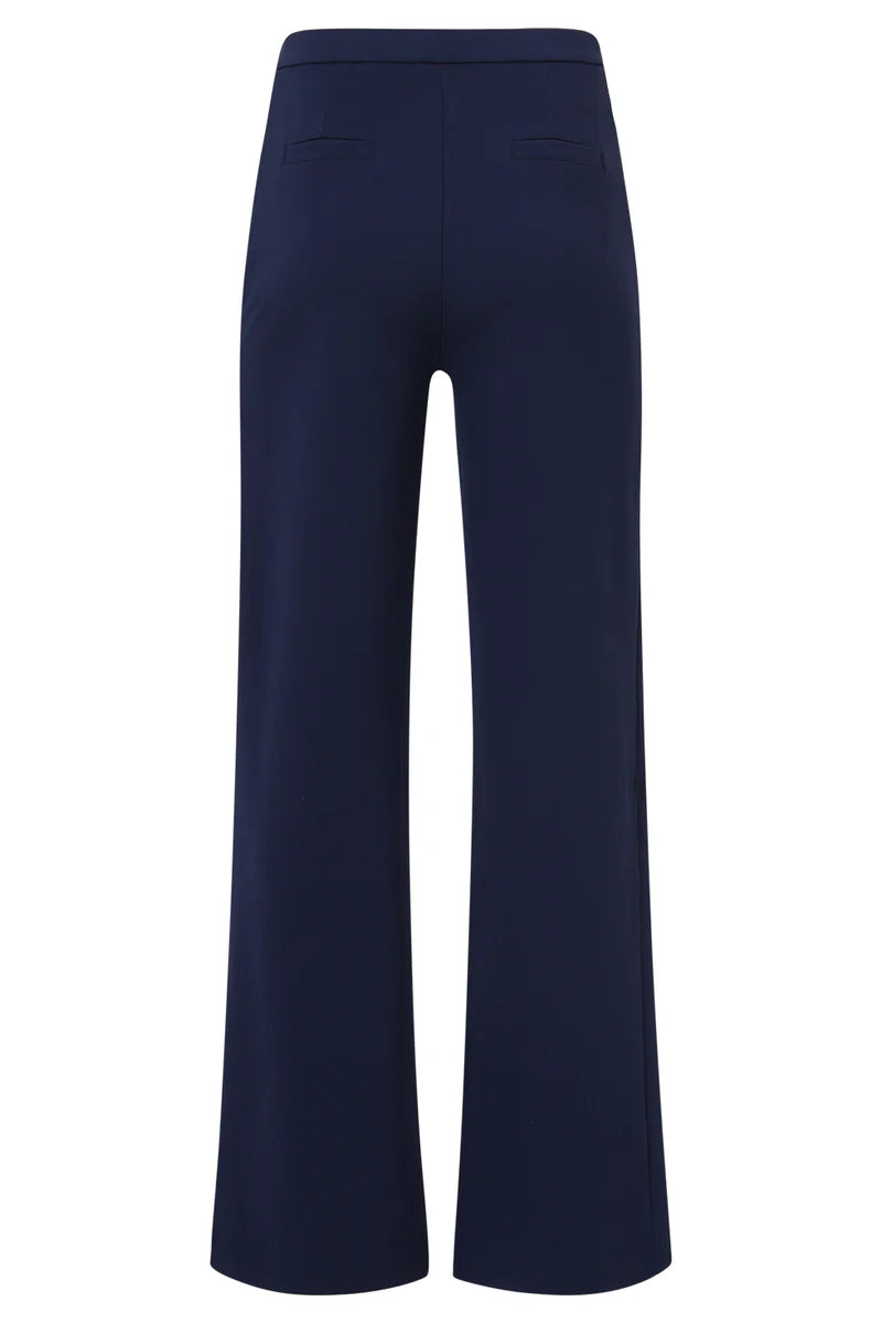 Smashed Lemon, STRETCH  WIDE LEG PANTS | NAVY 25635