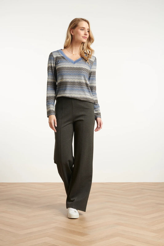 Smashed Lemon, STRETCH CHARCOAL WIDE LEG PANTS  25635