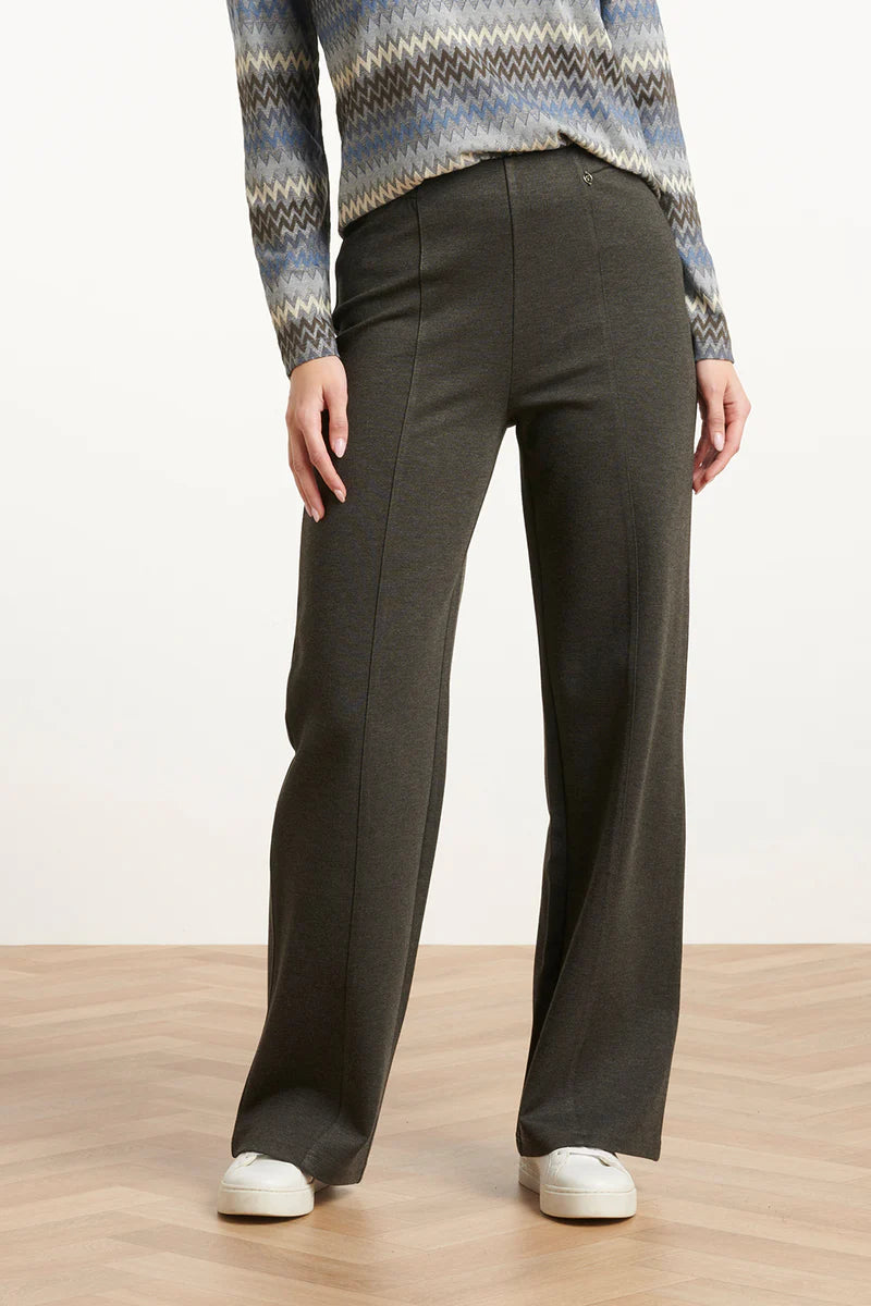 Smashed Lemon, STRETCH CHARCOAL WIDE LEG PANTS  25635