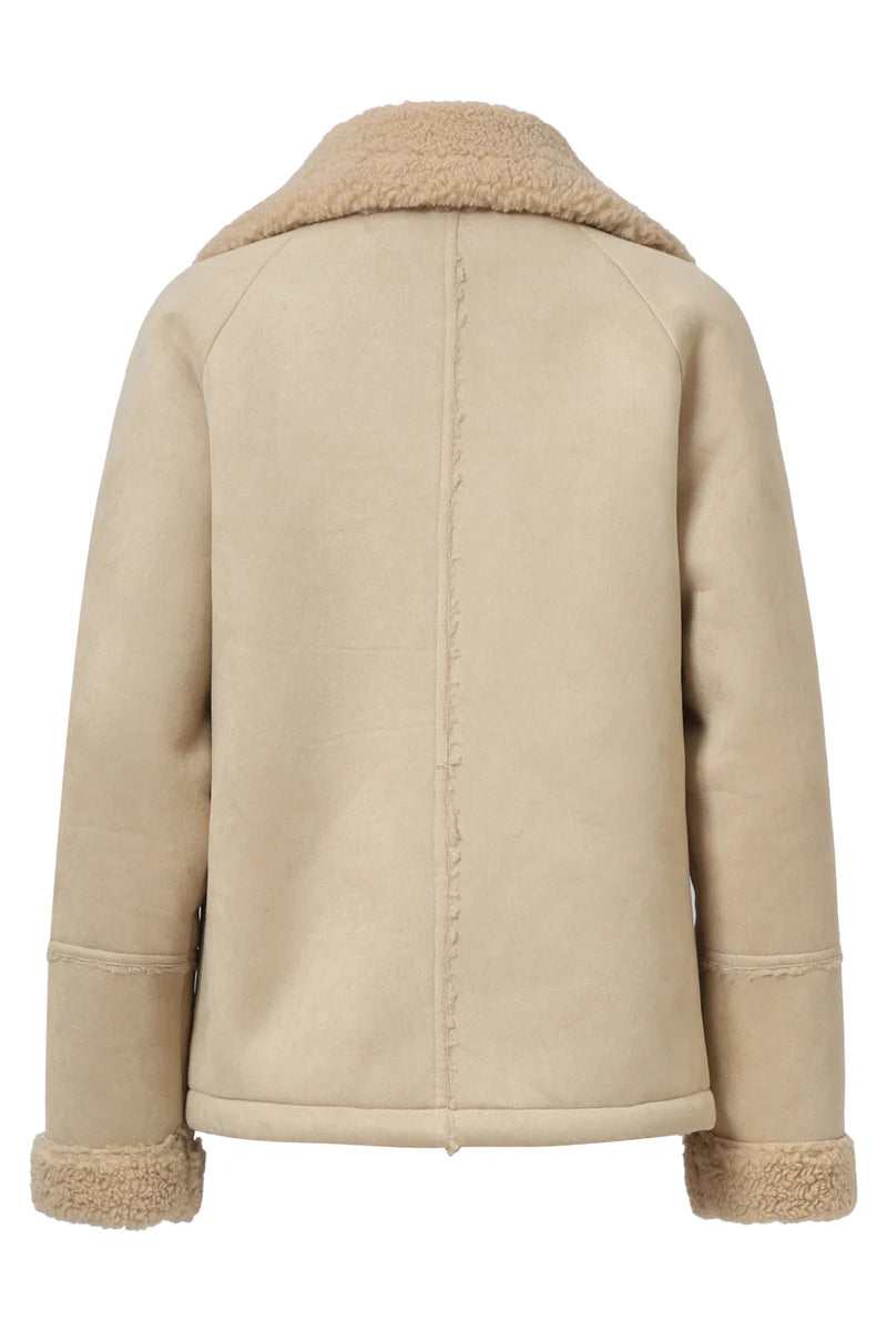 Smashed Lemon,  SHORT LAMMY JACKET WITH LAPEL COLLAR | SAND 25553