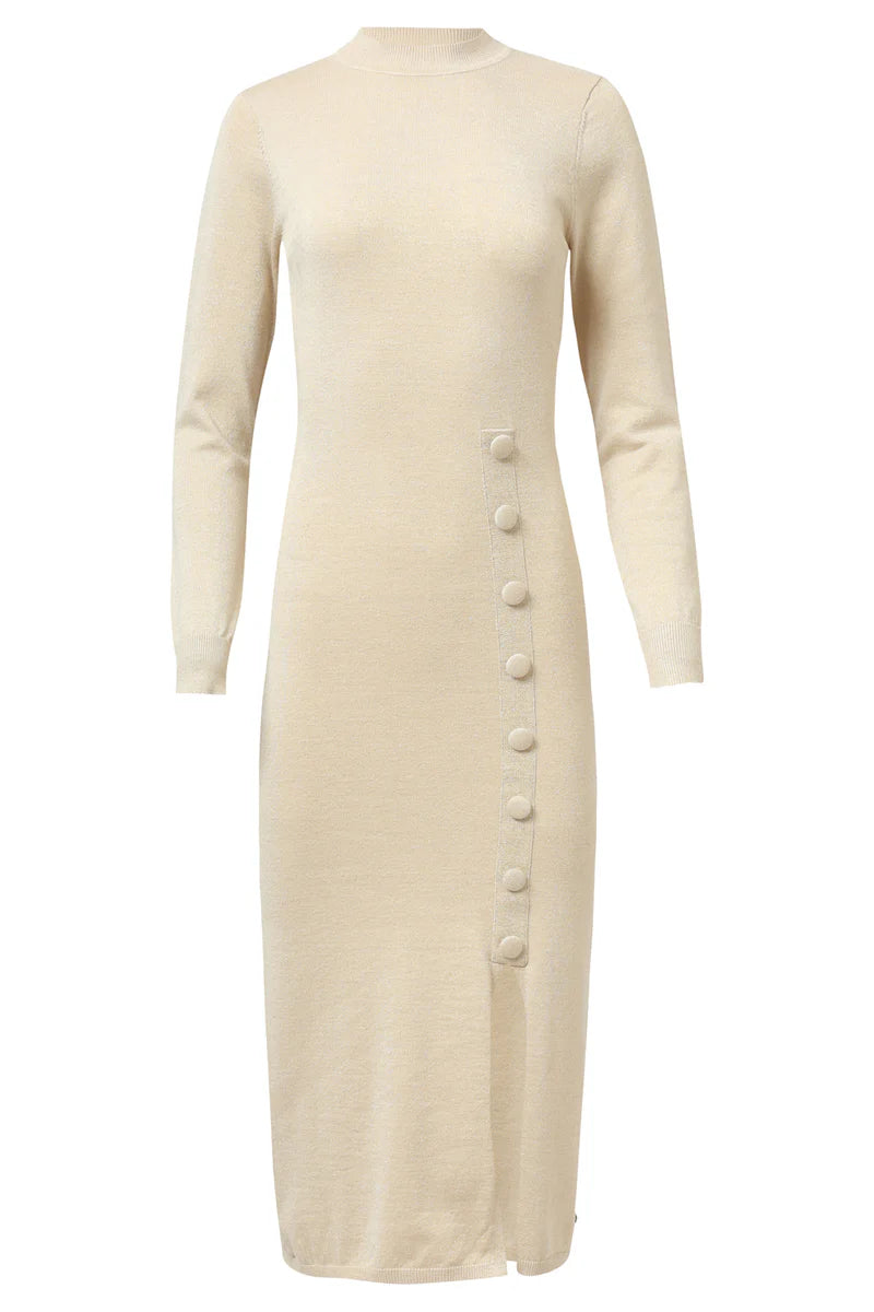 Smashed Lemon, WOMEN'S KNITTED DRESS WITH LUREX | SAND 25503