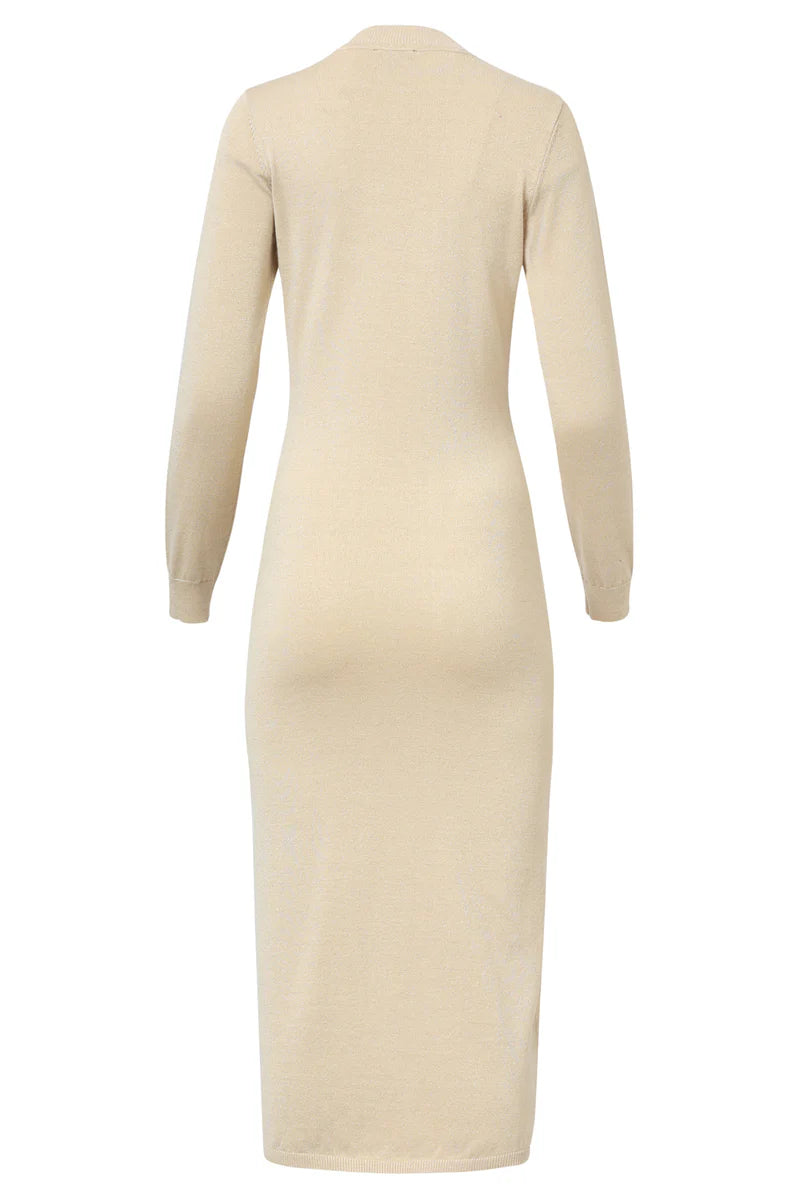 Smashed Lemon, WOMEN'S KNITTED DRESS WITH LUREX | SAND 25503