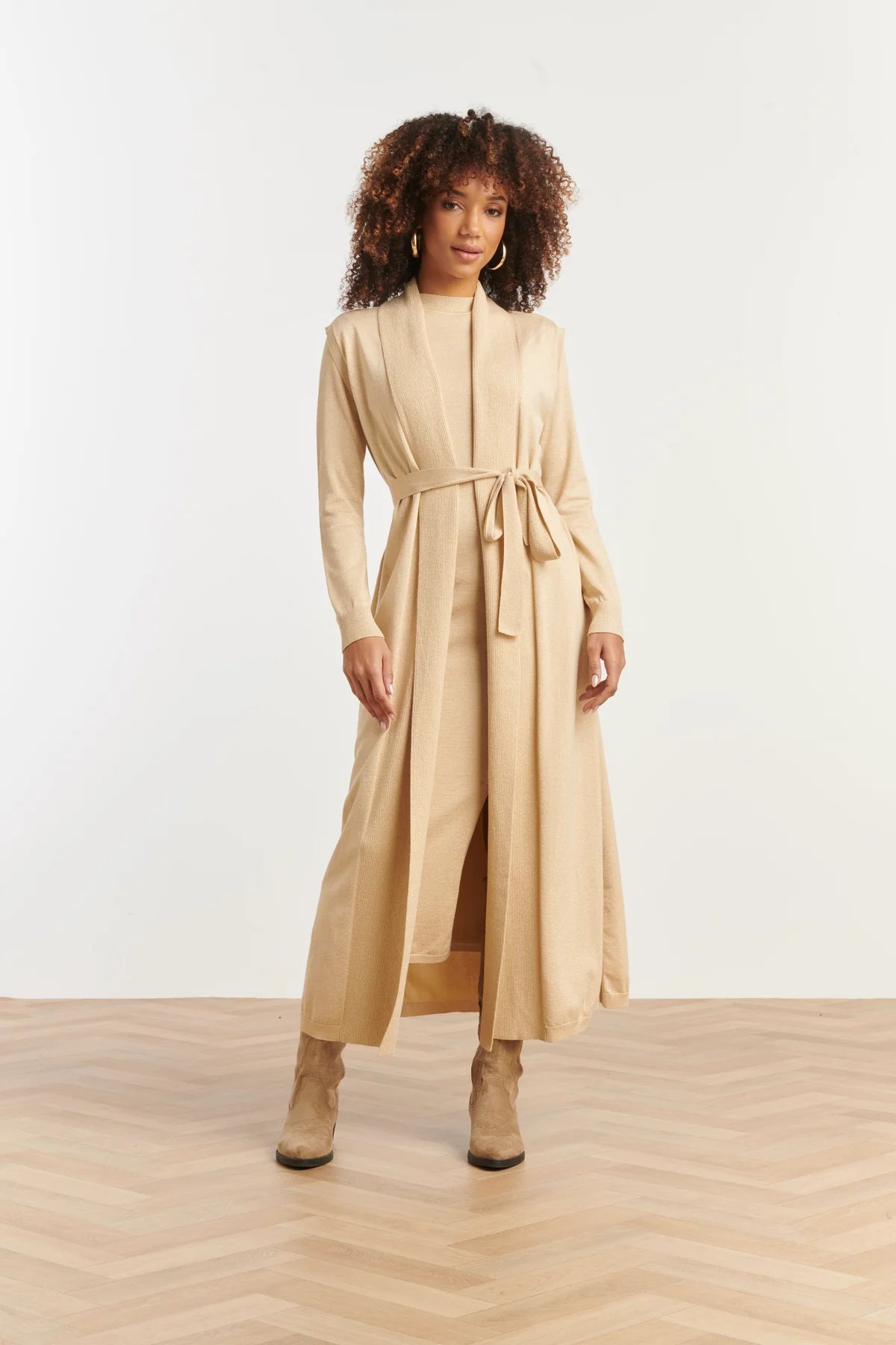 Smashed Lemon, Knit Gilet with Lurex / Sand - Gold