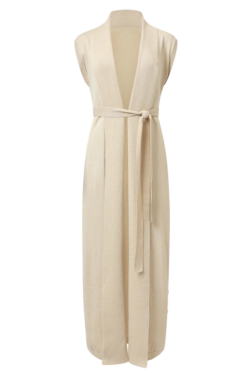 Smashed Lemon, Knit Gilet with Lurex / Sand - Gold