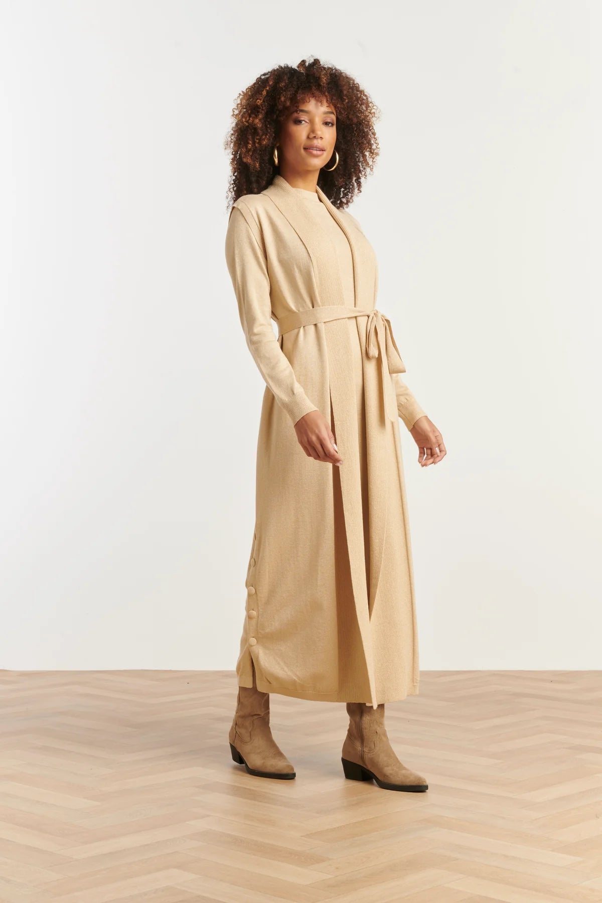 Smashed Lemon, Knit Gilet with Lurex / Sand - Gold