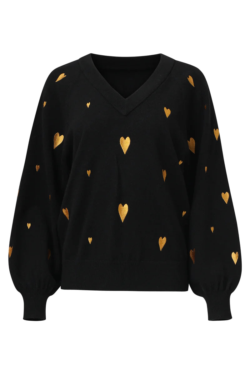 Smashed Lemon, KNIT TOP BLACK WITH GOLD | BLACK - GOLD 25532