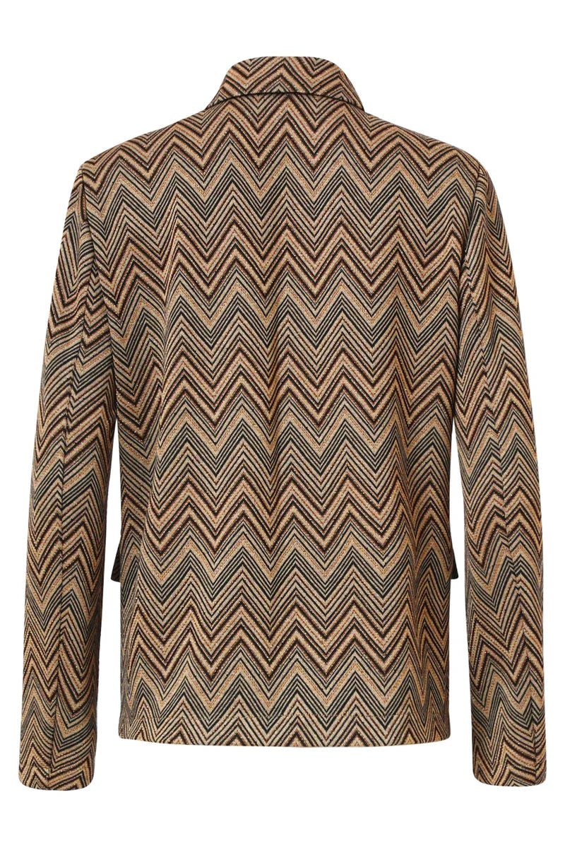 Smashed Lemon,  SAND AND GOLD BLAZER WITH ZIGZAG PRINT | SAND - GOLD 25716