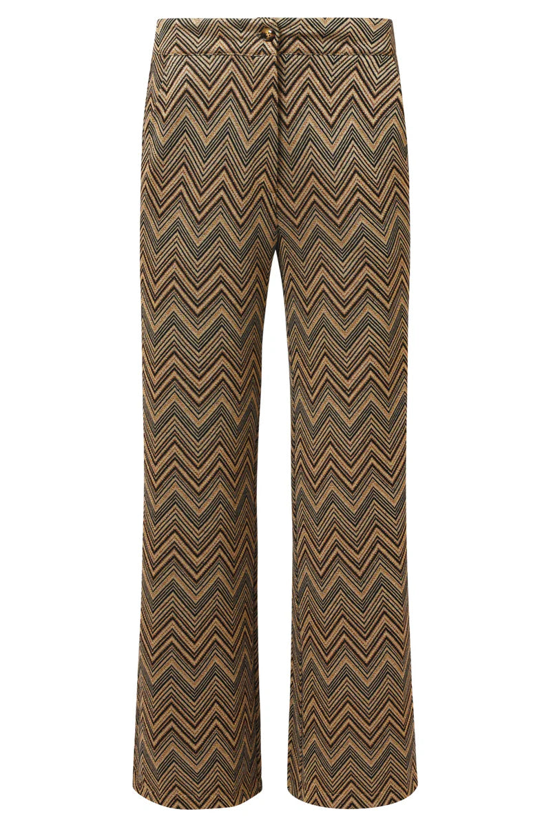 Smashed Lemon,  SAND AND GOLD ZIGZAG PRINT PANTS | SAND - GOLD 25715