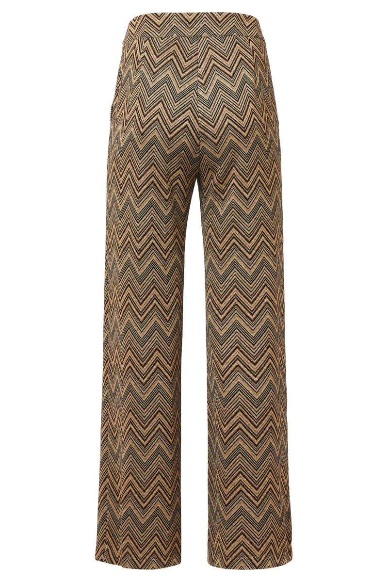 Smashed Lemon,  SAND AND GOLD ZIGZAG PRINT PANTS | SAND - GOLD 25715