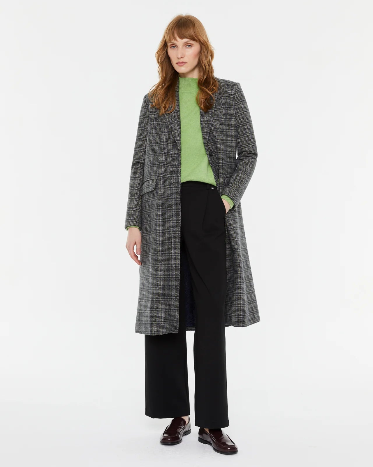Andam, long plaid coat 7610
