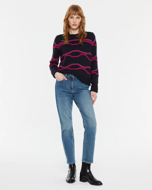 Andam,  round neck sweater with borders 6090