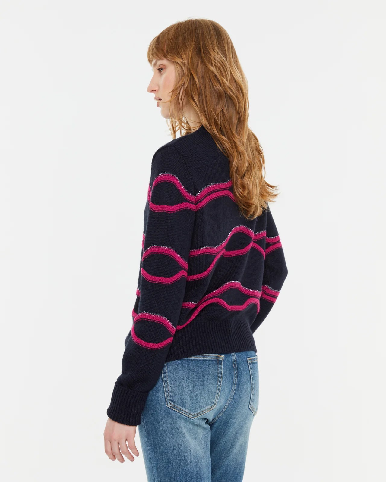 Andam,  round neck sweater with borders 6090