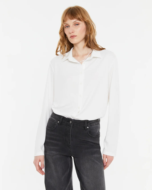 Andam, plain knit shirt WHITE 9676