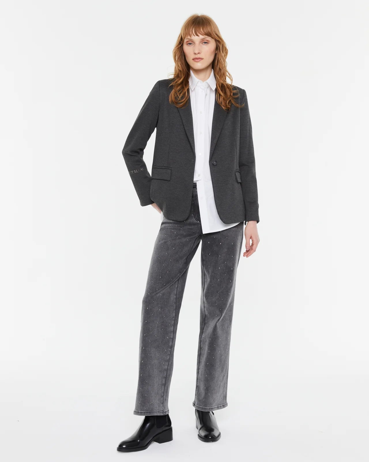 Andam,  blazer in lined plain knit GREY 5693
