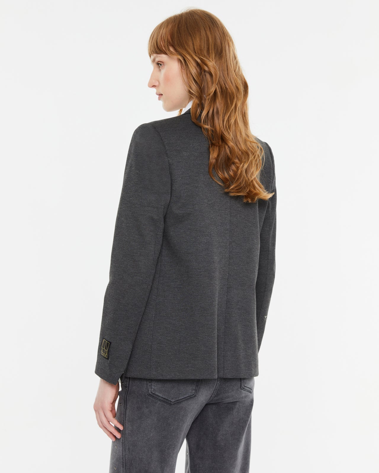 Andam,  blazer in lined plain knit GREY 5693