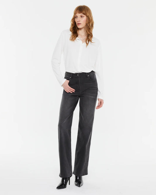 Andam, high-waisted wide-leg jeans BLACK 4240