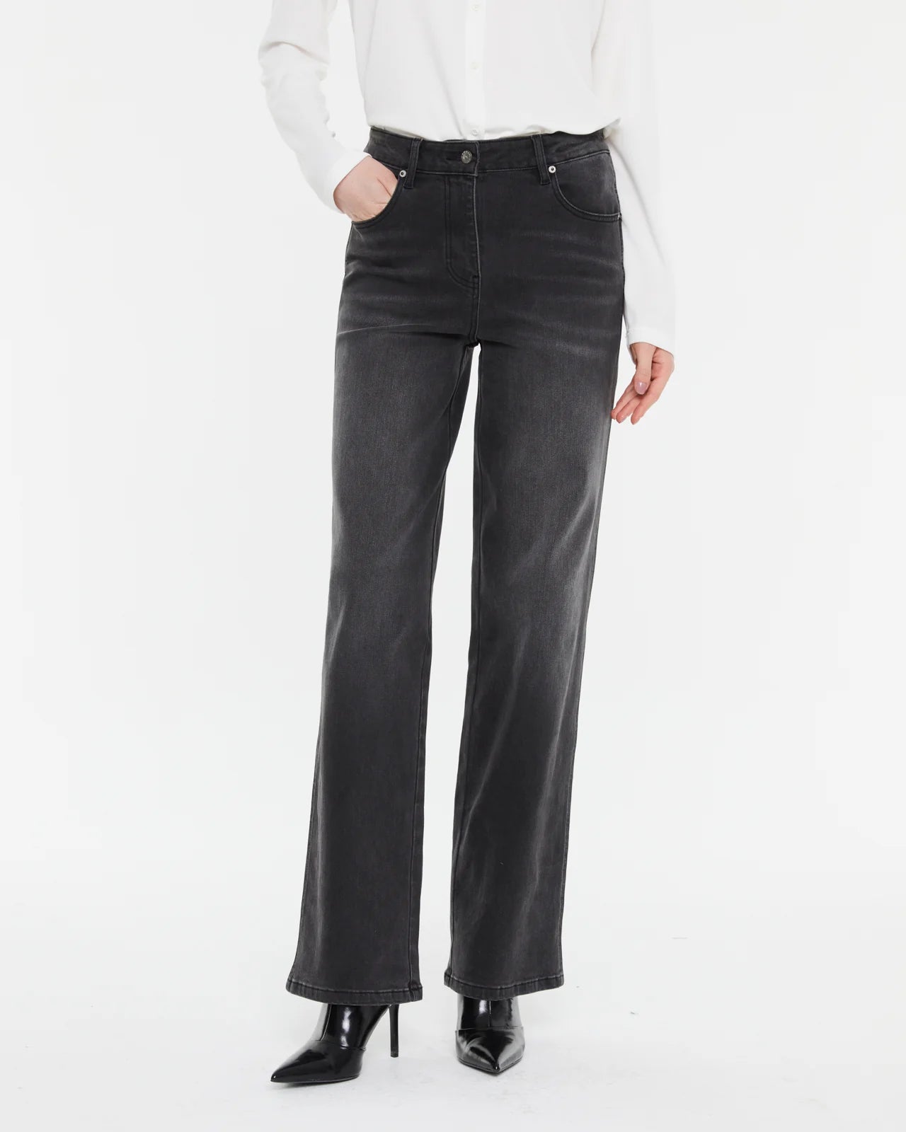 Andam, high-waisted wide-leg jeans BLACK 4240
