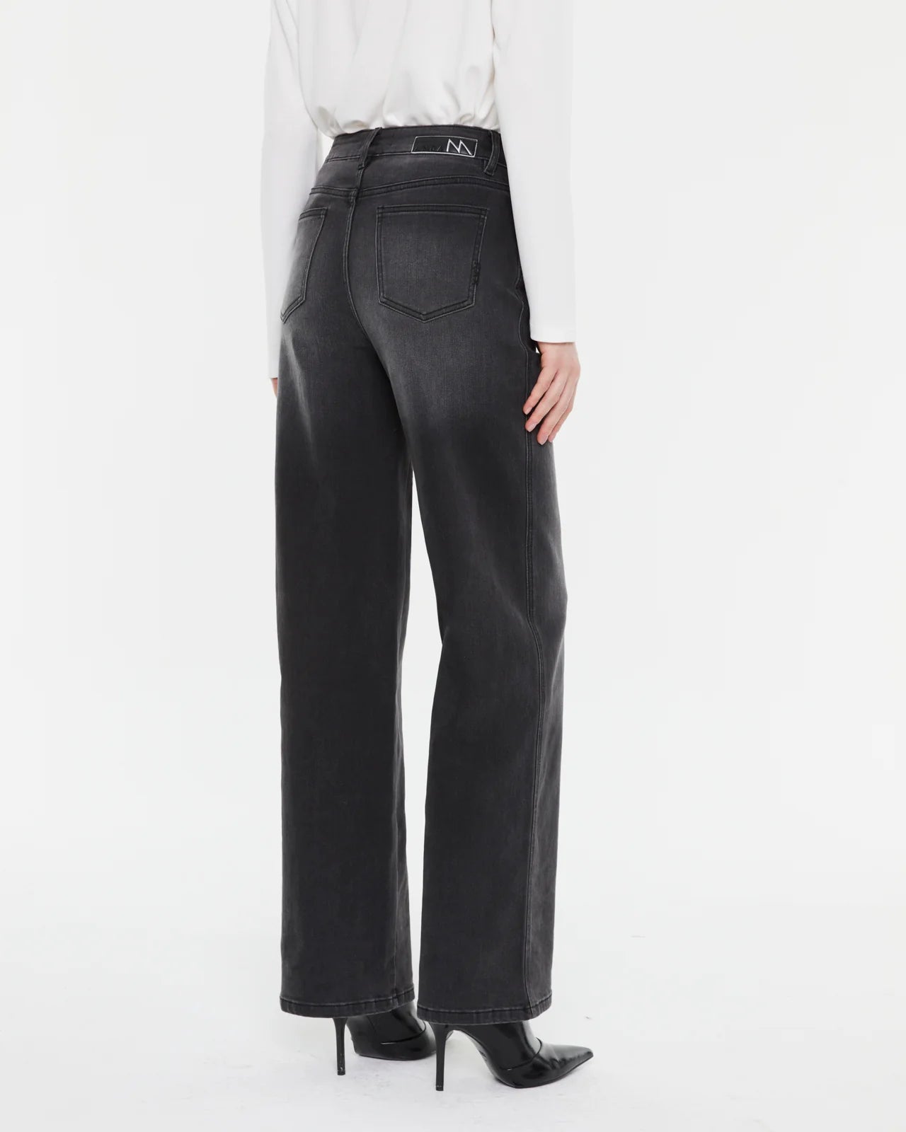 Andam, high-waisted wide-leg jeans BLACK 4240