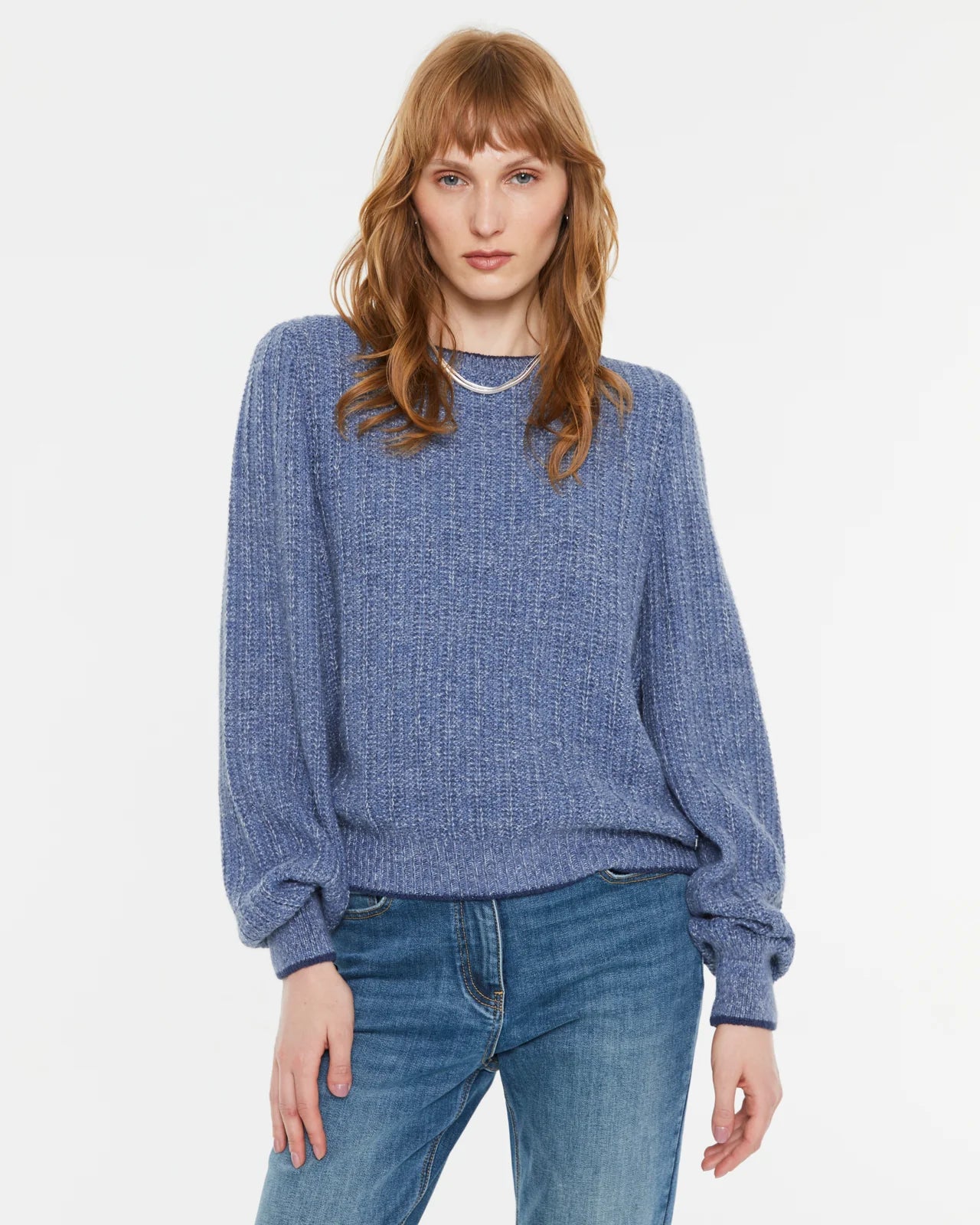 Andam, round neck long-sleeved sweater BLUE 6280