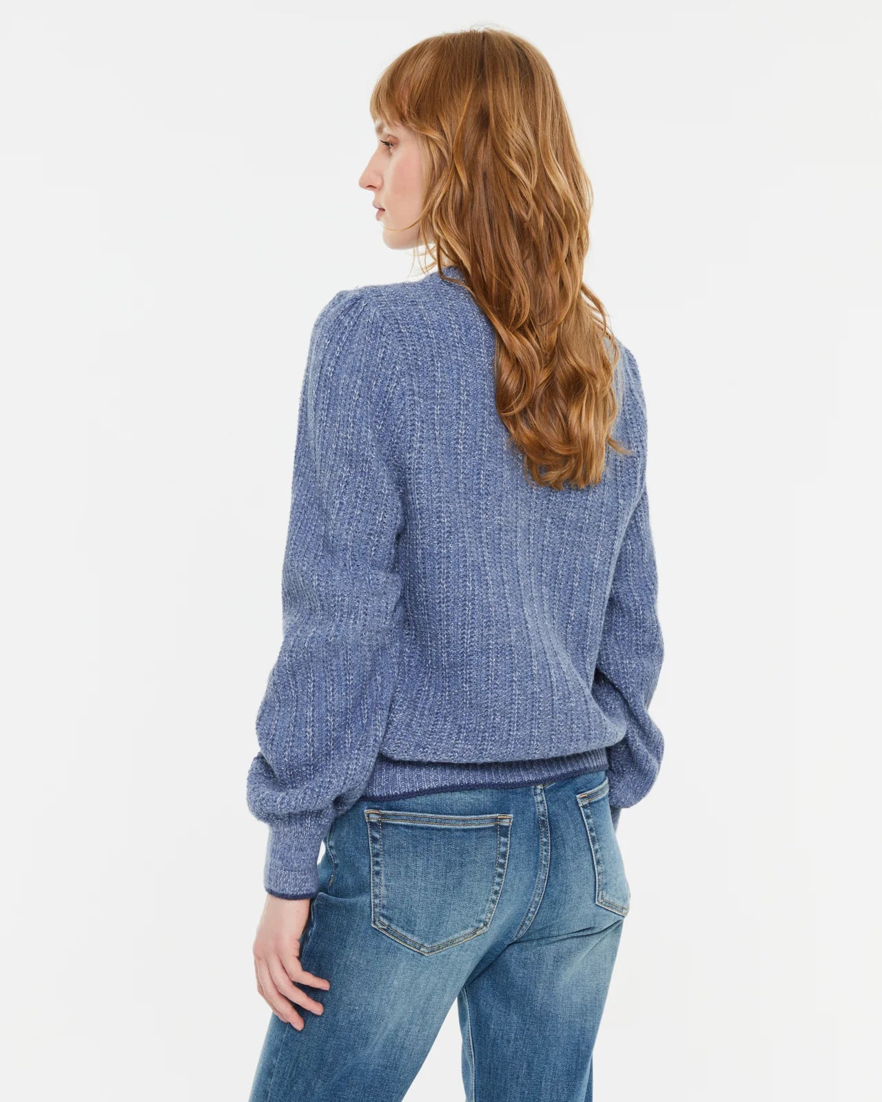 Andam, round neck long-sleeved sweater BLUE 6280