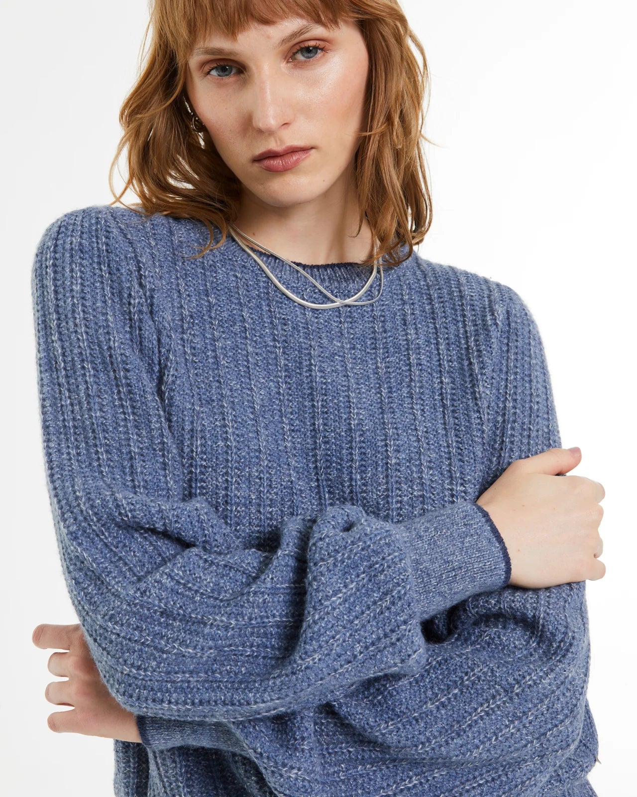 Andam, round neck long-sleeved sweater BLUE 6280