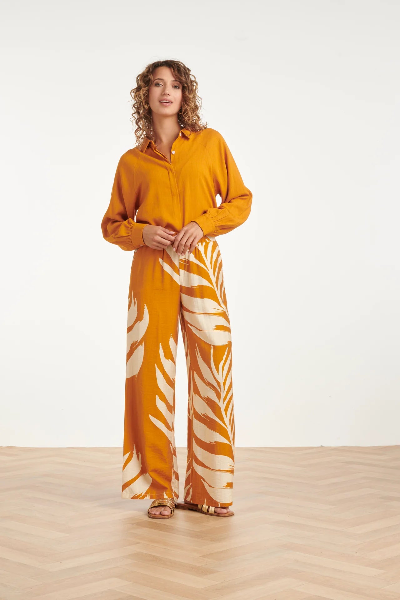 Smashed Lemon, WIDE LEG PANTS MUSTARD - OFF WHITE 26037