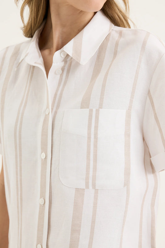 Yarra Trail, Byron Shirt WHITE/TWINE