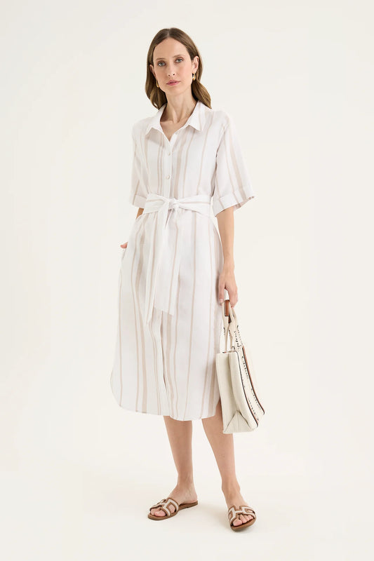 Yarra Trail, Byron Dress TWINE/WHITE