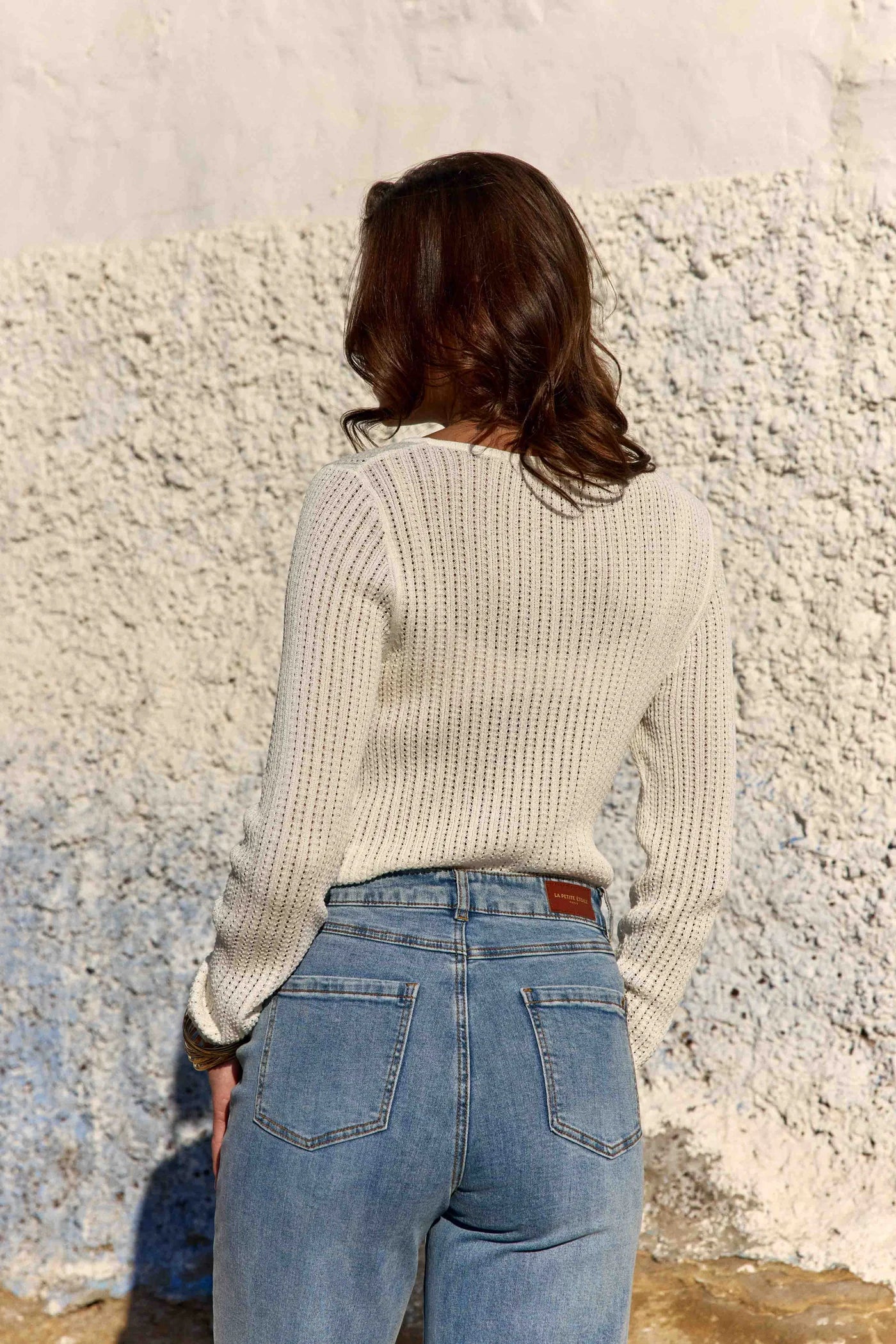 LPE, Malta - Fitted knit top Ecru