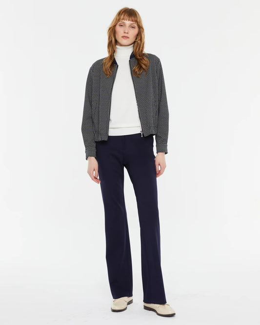 Andam, high-waisted plain knit flared trouser Black 4692